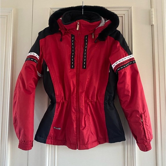Red and Black Spyder Ski Jacket with Hood